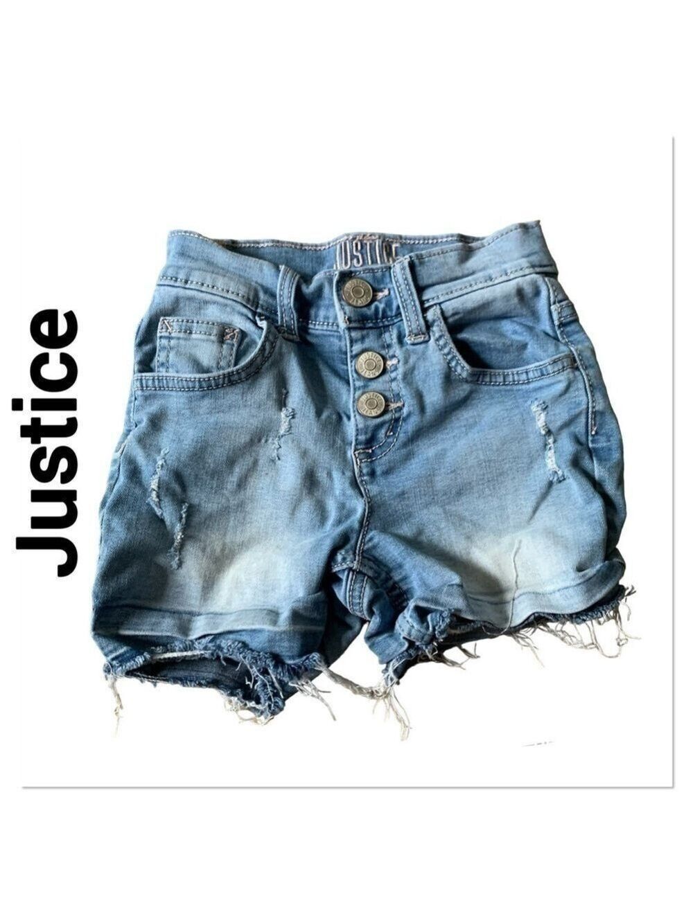 JUSTICE Lightwash Denim Cutoff Shorts size 7